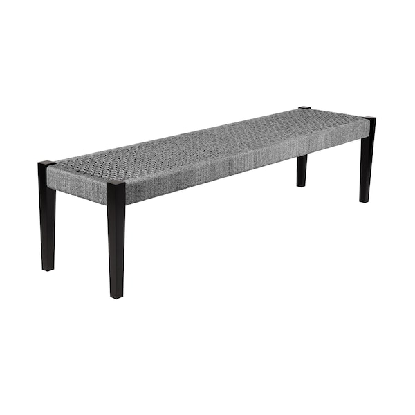 Armen Living Camino Indoor Outdoor Dining Bench in Eucalyptus Wood and Gray Rope 840254336018 - main